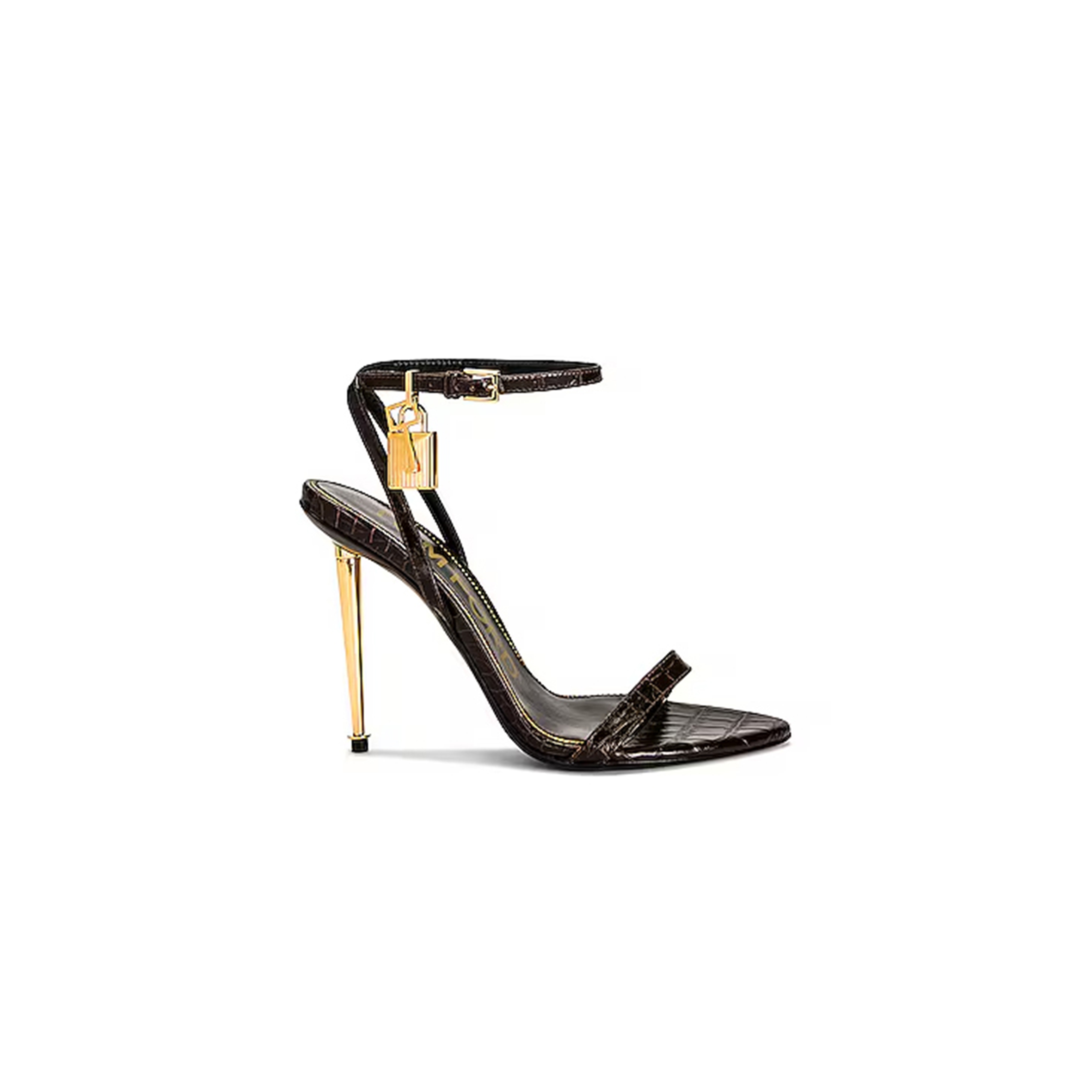 TOM FORD STAMPED CROC PADLOCK POINTY NAKED SANDAL W2272J